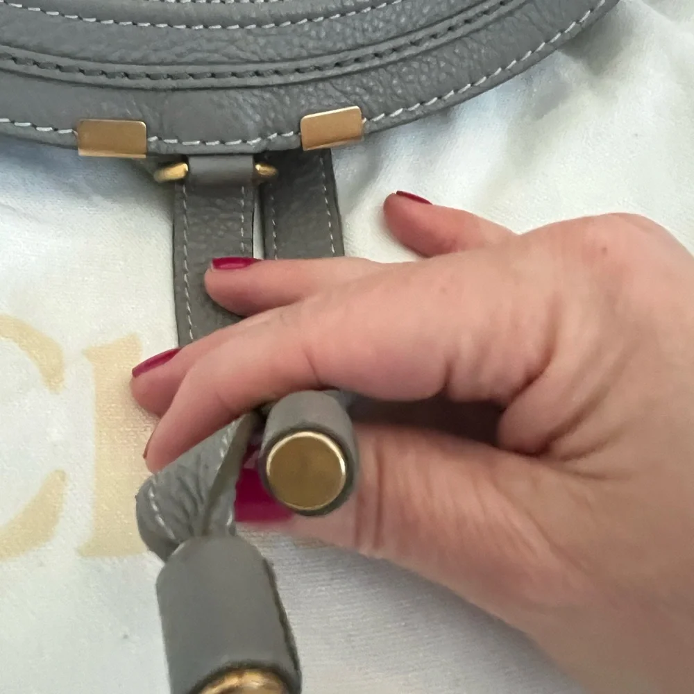 Chloe Marcie large Saddle bag grey - Picture 6 of 13